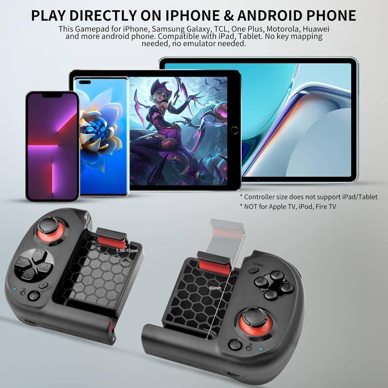 arVin Wireless Gaming Controller for iPhone/iOS/Android with Magnetic Storage, Pocket Size, Portable Bluetooth Gamepad Joystick for iPhone 15/14/13/Samsung Galaxy 22/21/20/Call of Duty Mobile/Genshin - Image 2